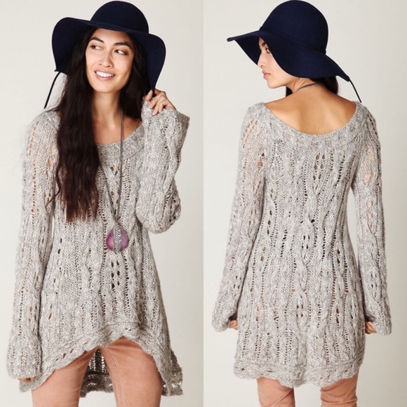 Free People Sweaters - Free People Cable Fluted Grey Pullover Sweater XS